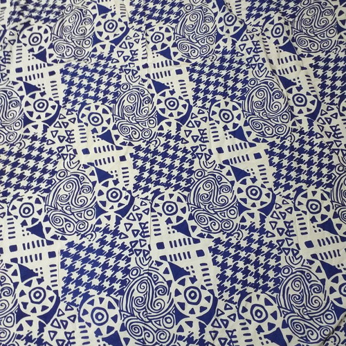 Fabric new with blue and white pattern, dimensions 1.10×1.50 m