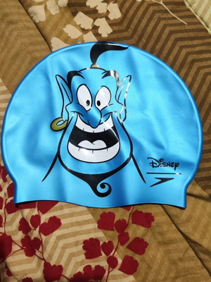 Speedo Disney Aladdin Kids Swimming Cap like new, blue silicone