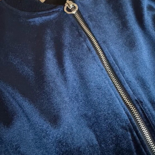 Jacket used with velvet texture, blue, Pull & Bear, size M