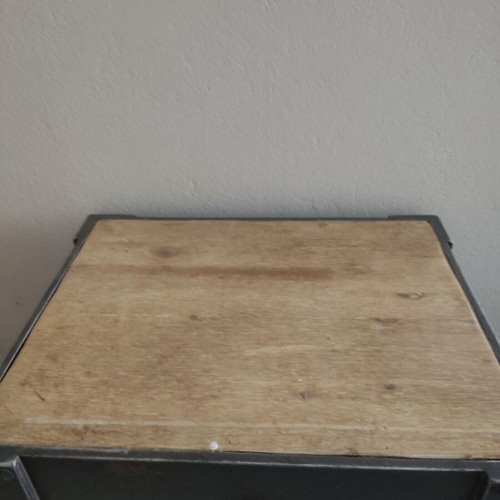 Industrial style wooden and metal chest like new