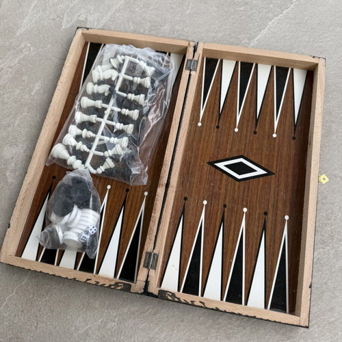 Wooden Backgammon and Chess Set 2-in-1 New, Sealed 40cm