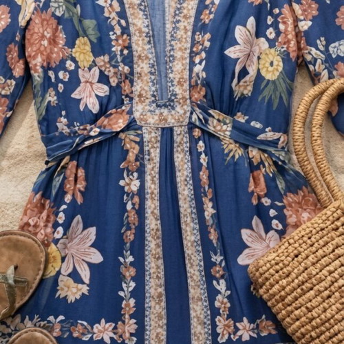Violet Hill tunic Free People like new, blue floral boho style