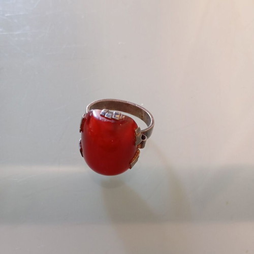 Ring silver amber vintage used