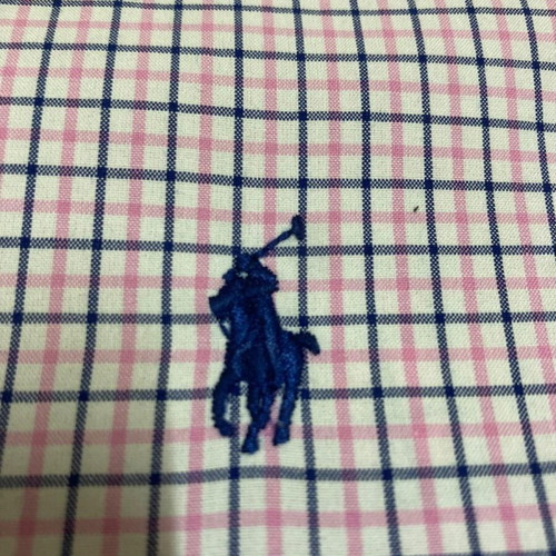 Ralph Lauren Oxford long sleeve shirt, pink white blue checked, size L