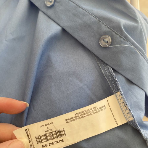 Pink Woman Blue Elastic Shirt New Size S