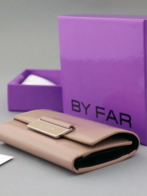 By Far women's wallet new, beige, genuine leather