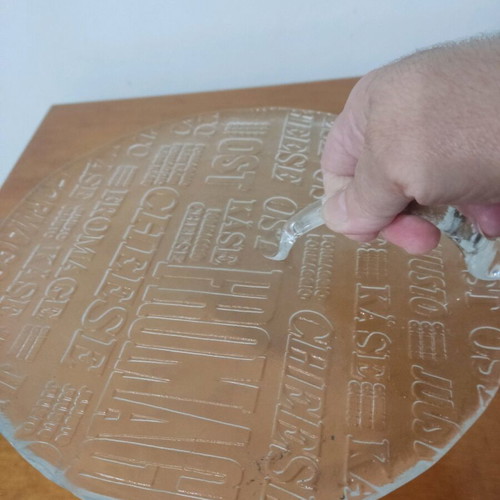 Cheese serving platter like new with ergonomic glass handle