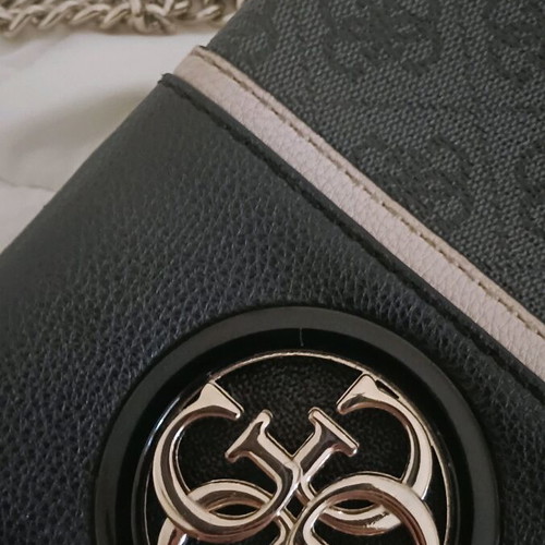 Guess shoulder bag used, black and grey with silver hardware