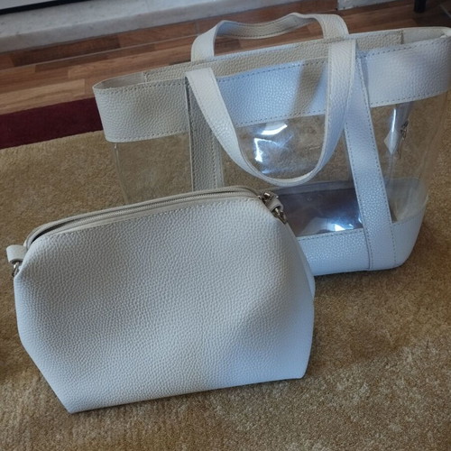 Handbag and crossbody bag used, white with transparency