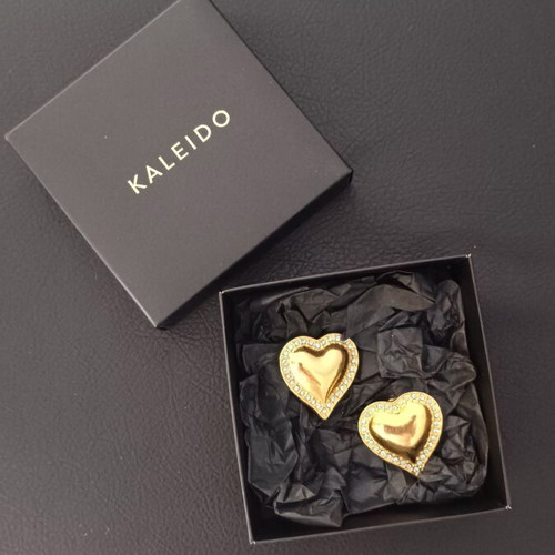 Kaleido heart-shaped clip-on earrings like new, gold color