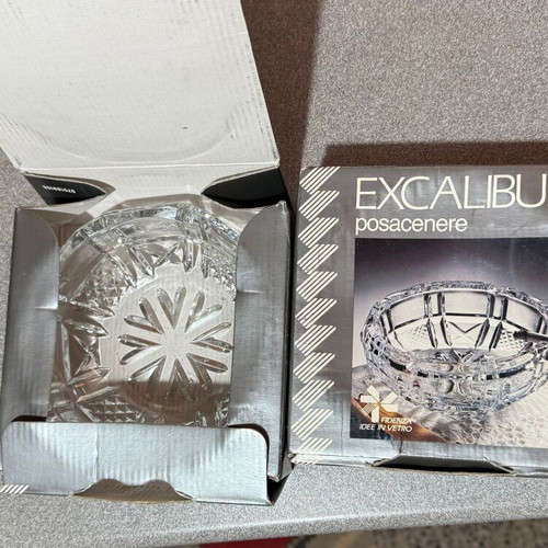 Excalibur crystal ashtrays new, made in Italy