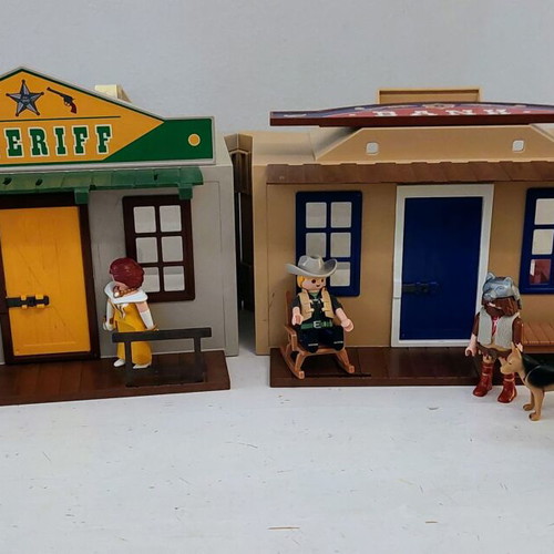 Playmobil Western set Sheriff & Bank used with figures and accessories