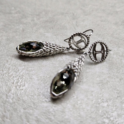 Just Cavalli hanging women's earrings with crystal like new, silver