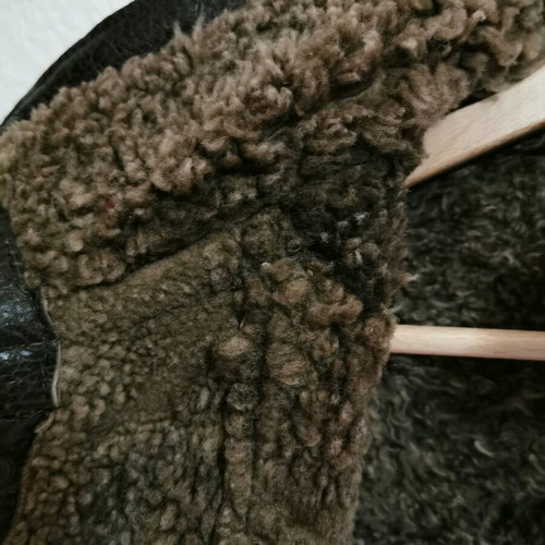 Mutton coat used, real leather with natural wool sheepskin, size S