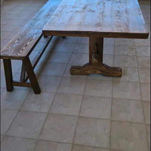 Monastic style wooden dining table, solid Swedish wood