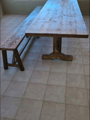 Monastic style wooden dining table, solid Swedish wood