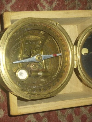 Brass compass used, antique