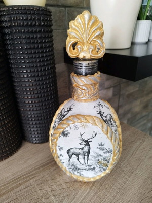 Handmade three-sided bottle with deer theme, new