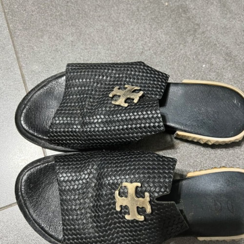 Dolce mule leather sandal used, anatomical, size 36, black