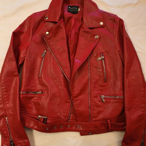 Κατακόκκινο biker jacket σαν καινούργιο, μέγεθος S/M