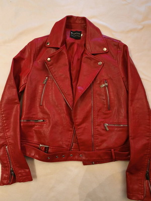 Κατακόκκινο biker jacket σαν καινούργιο, μέγεθος S/M