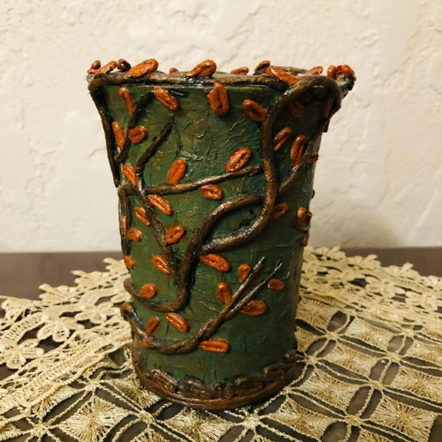 Decorative cup new, handmade 11x14 cm