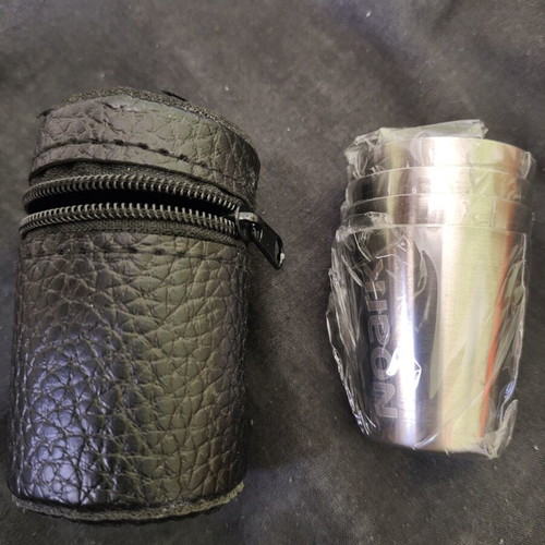 Noark metal shot glasses set with carrying case new
