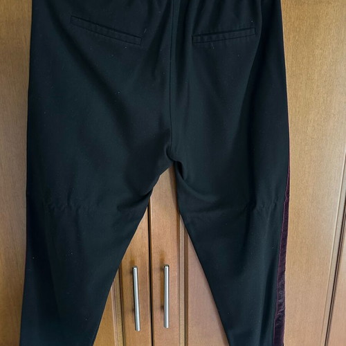 Bershka office pants used, black with burgundy velvet stripes, size M