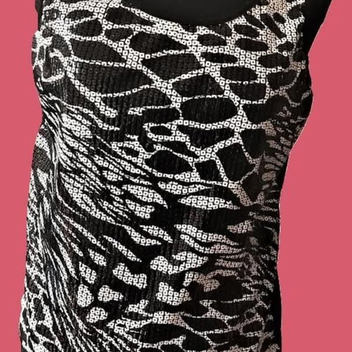 Sequin top blouse L like new, black and white
