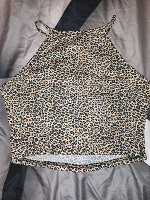 Shein top shirt new, white and brown, size L
