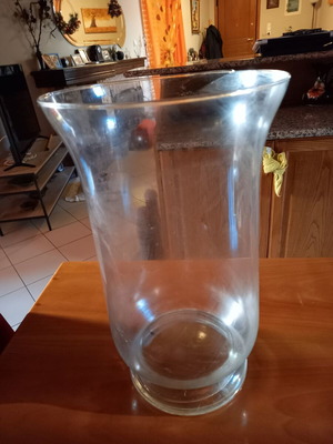 Glass vase used, height 40 cm, width 30 cm