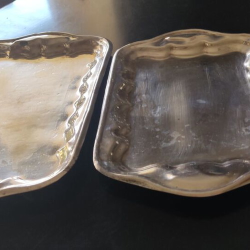Silver-plated trays used, set of 2 pieces