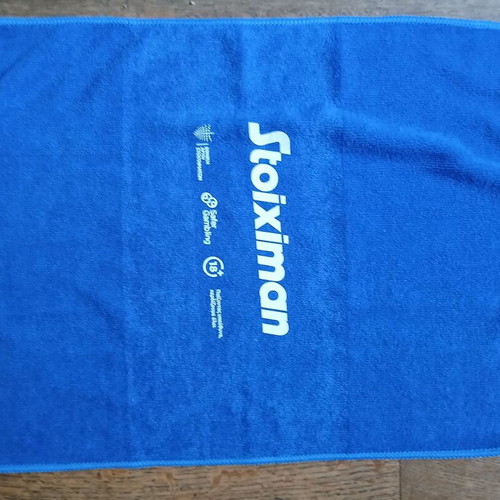 Small blue Stoiximan towel new, soft