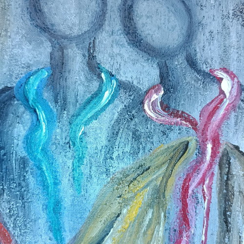 Agiakatsika Acrylic Painting on Canvas 30x40 with Embossed Texture 2008