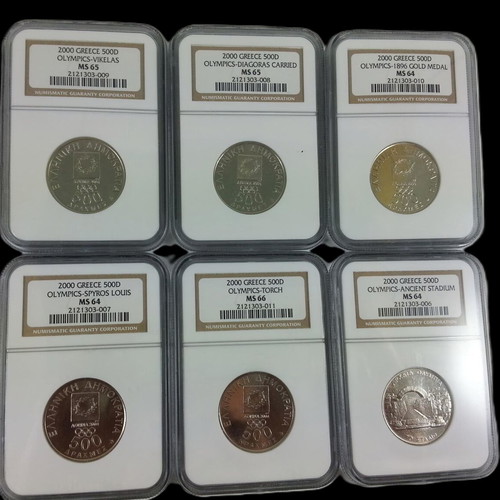 Collectible 500 Drachma Athens Olympics Coins Set of 6 New