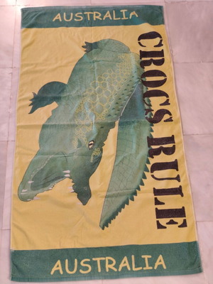 Beach towel used with Australia Crocs Rule print