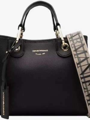Γυναικεία τσάντα Emporio Armani ώμου και χειρός, καινούργια, μαύρη, γνήσιο δέρμα