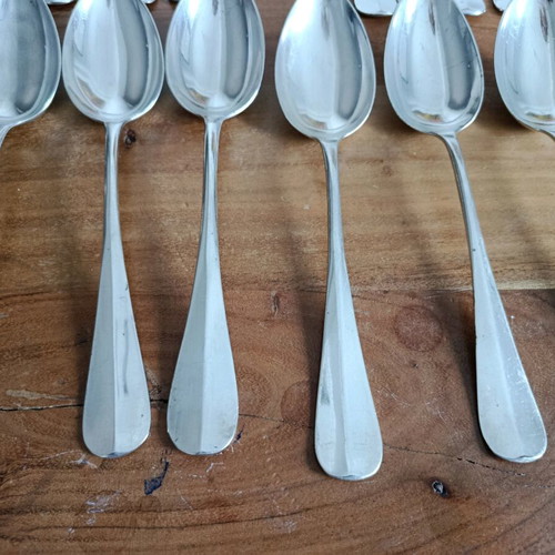 Silver-plated forks and spoons used, set of 14, vintage design