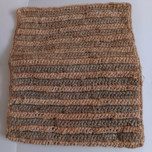 Straw clutch bag used, beige with khaki details