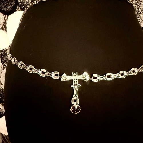 Etalon Jenavi jewelry new, brown and silver, belt and necklace