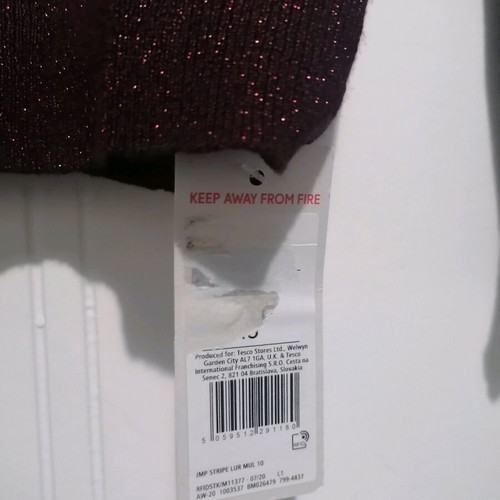 F&F Long-Sleeve Blouse New, Size S, Multicolor with Gold Thread
