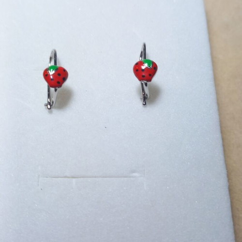 Silver 925° strawberry earrings with enamel new