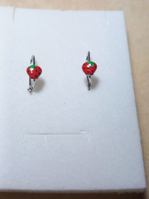 Silver 925° strawberry earrings with enamel new