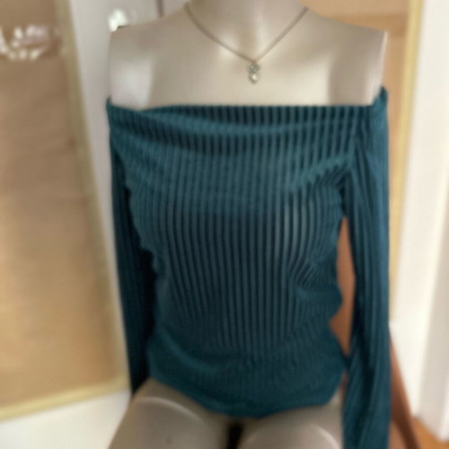Green long-sleeve off-shoulder Wyldr blouse like new, size XS