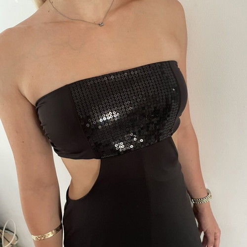 Amir Slama black sequin jumpsuit, UK 10 / Small