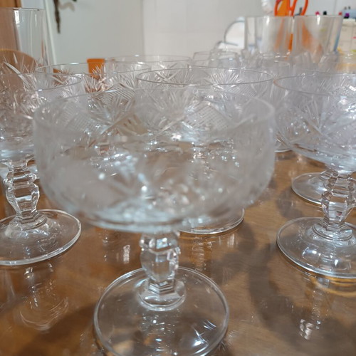 Vintage carved Czech crystal set of 41 pieces, like new
