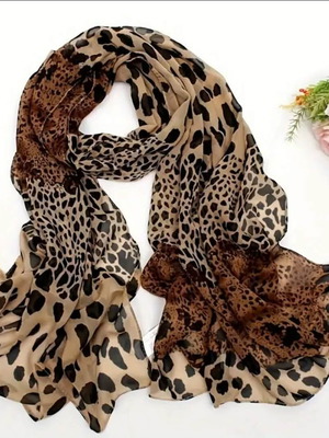Women's scarves new, white and brown, size 150×50cm