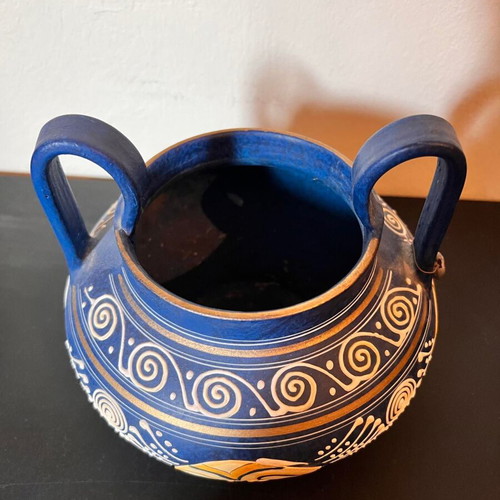 Decorative ceramic amphora used, handmade