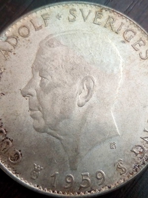 5 Kronor Gustaf VI Adolf 1959 used silver commemorative coin