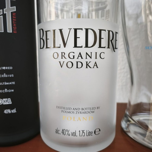 Set of 5 premium empty vodka bottles like new